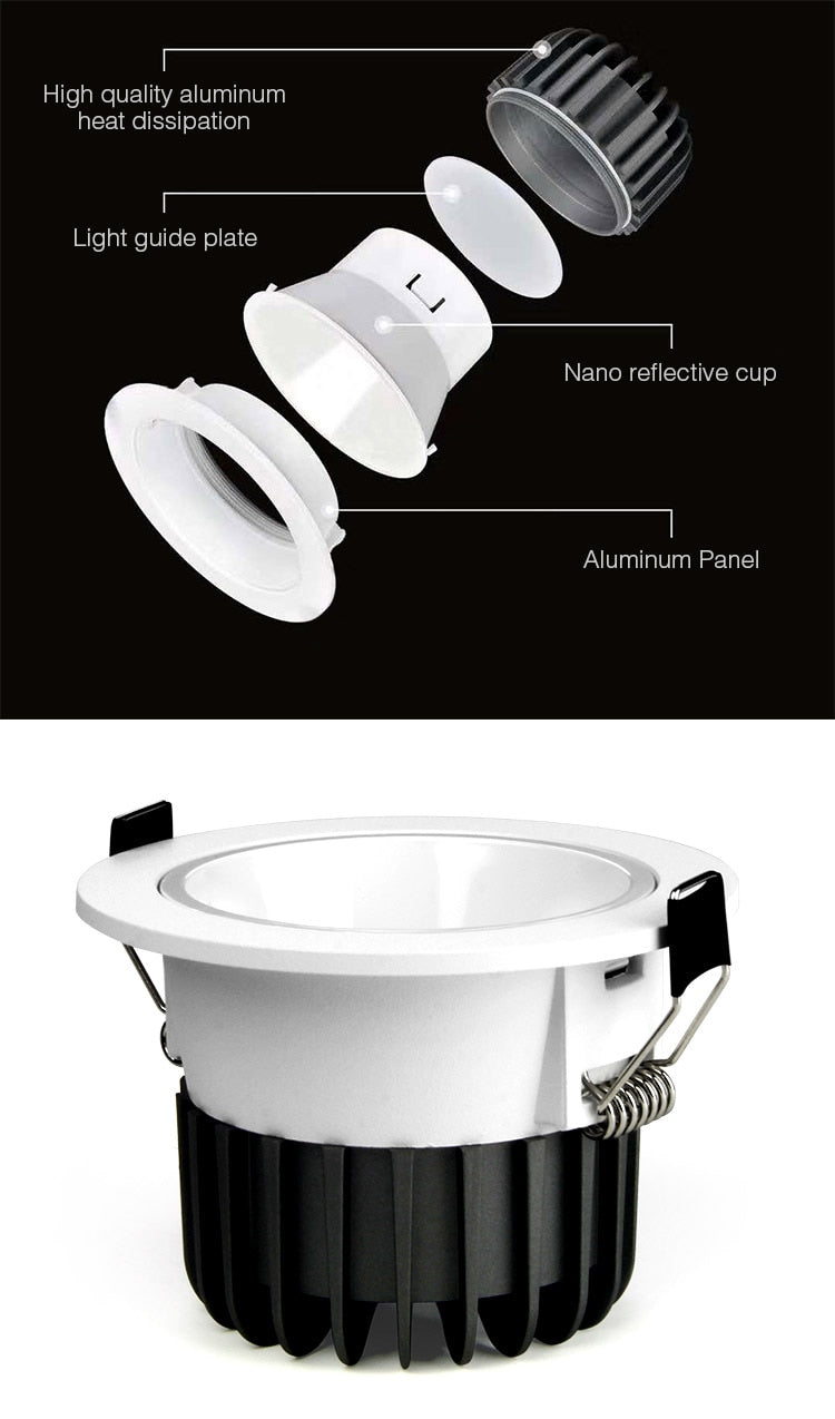 FUT070 FUT071 FUT072 AC100~240V 50/60Hz 6W 12W 18W Anti-glare RGB+CCT LED Downlight Smart Phone APP / Remote / voice control