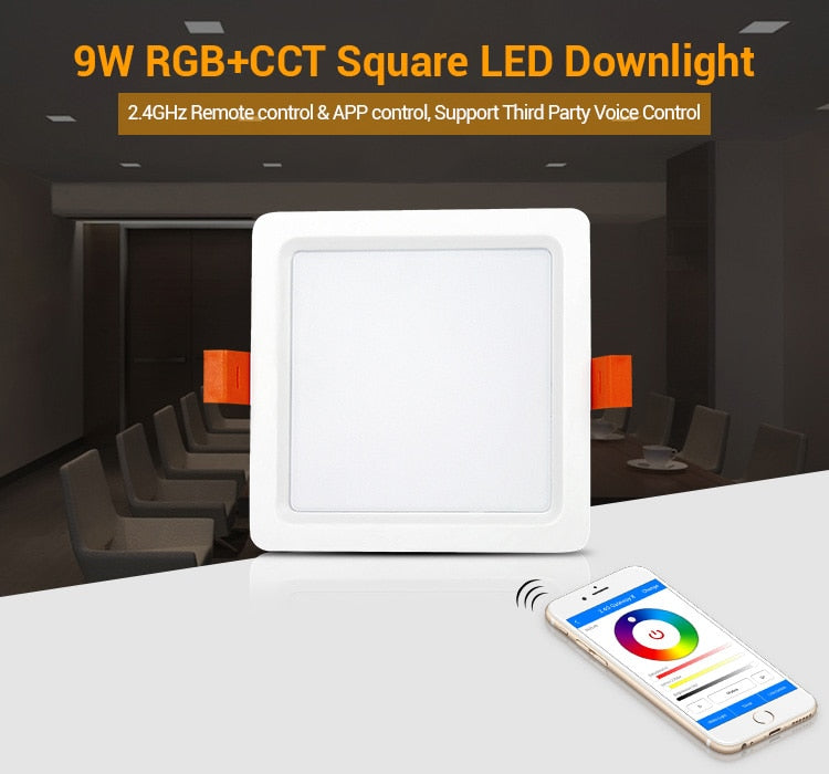 Miboxer FUT064 9W RGB+CCT Square LED Downlight AC 100V-240V Indoor Panel lighting spot led light luces led lamp