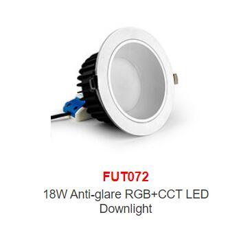 FUT070 FUT071 FUT072 AC100~240V 50/60Hz 6W 12W 18W Anti-glare RGB+CCT LED Downlight Smart Phone APP / Remote / voice control