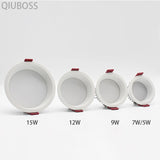 Recessed Round LED Dimmable Anti-Glare Downlight 5W/7W/9W/12W/15W Ceiling light AC85~265V Background Lamp Indoor Lighting