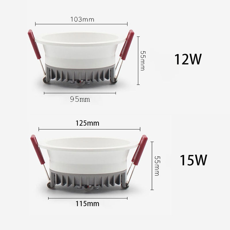 Recessed Round LED Dimmable Anti-Glare Downlight 5W/7W/9W/12W/15W Ceiling light AC85~265V Background Lamp Indoor Lighting