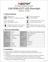 Miboxer LED Downlight 12W RGB CCT FUT066 Round AC 100V-240V Brightness Adjustable Smart LED Living Room Light Bedroom Downlight