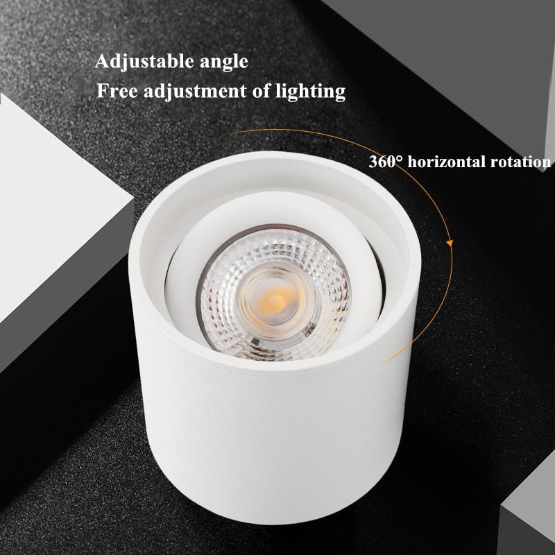 Dimmable LED Spotlight 7W 9W 12W 15W 90V-260V Downlight Angle Adjustable Ceiling Type Living Room Bedroom Household Spotlight