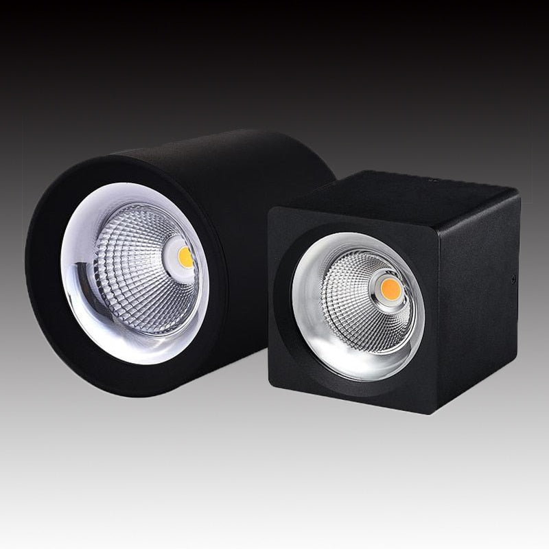 Square Round dimmable COB LED downlight 7W 9W 12W 15W 20W 25W  ceiling spotlight AC85 ~ 265V LED surface light indoor lighting