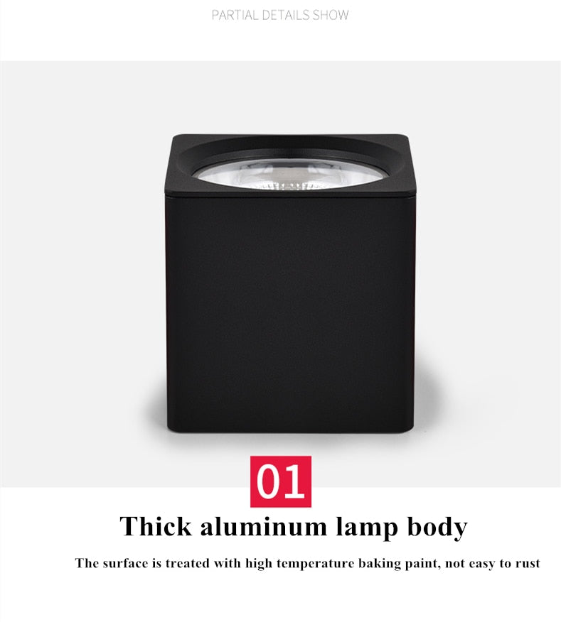 Square Round dimmable COB LED downlight 7W 9W 12W 15W 20W 25W  ceiling spotlight AC85 ~ 265V LED surface light indoor lighting