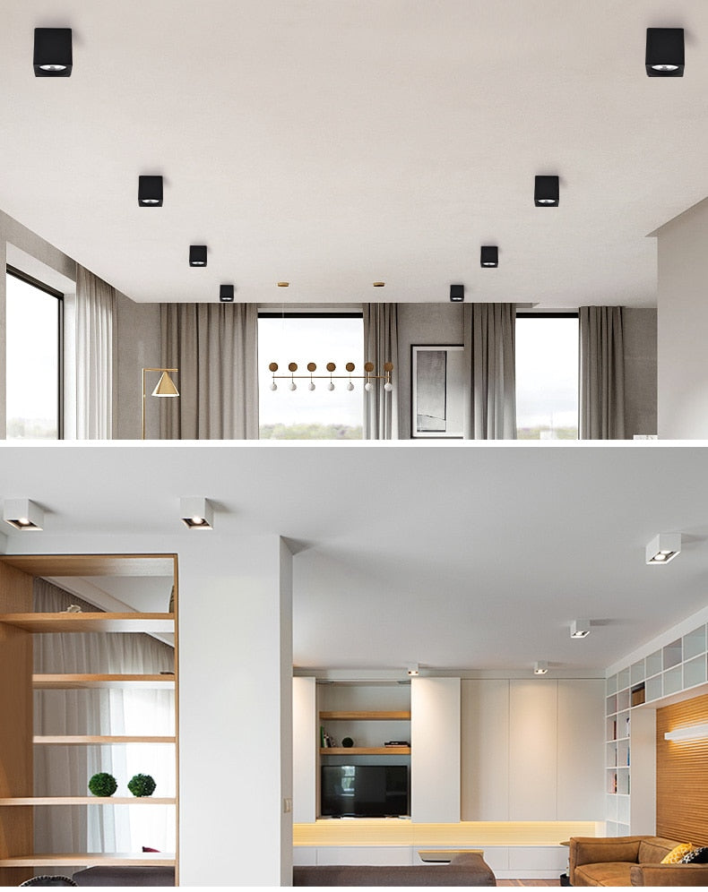 Square Round dimmable COB LED downlight 7W 9W 12W 15W 20W 25W  ceiling spotlight AC85 ~ 265V LED surface light indoor lighting