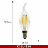 E27 E14 Retro Edison LED Filament Bulb Lamp AC220V Light Bulb C35 G45 A60 ST64 G80 G95 G125 Glass Bulb Vintage Candle Light