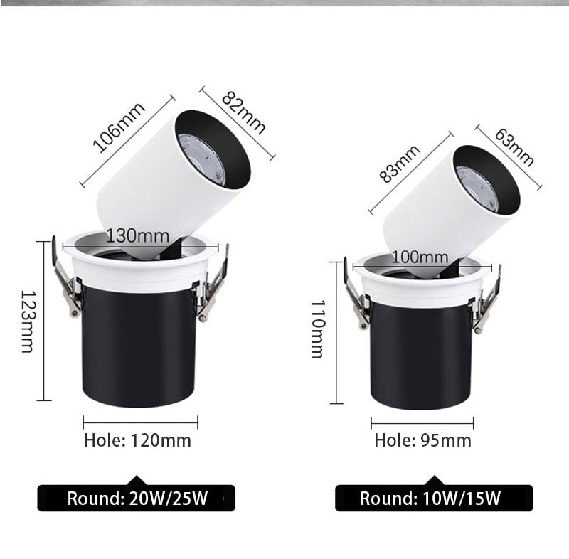 QIUBOSS Recessed LED Downlights 220V for Living Room Dimmable Led Spotlights COB Ceiling Lamps 10W 20W LIghting Light for Indoor