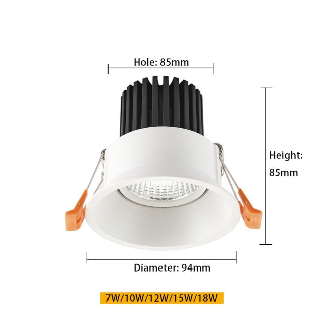 QIUBOSS Dimmable LED Downlights 220V for Living Room Recessed LED Spotlights 7W 15W COB Ceiling Lights Lamp for Bedroom Kitchen