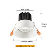 QIUBOSS Dimmable LED Downlights 220V for Living Room Recessed LED Spotlights 7W 15W COB Ceiling Lights Lamp for Bedroom Kitchen