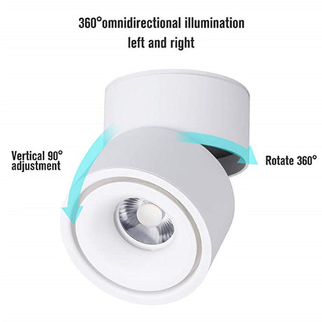 360 Degree Rotatable 90 Degree Folding Surface Mounted Downlight Dimmable 7W 10W 12W 15W Angle Adjust Ceiling Light Home Bedroom