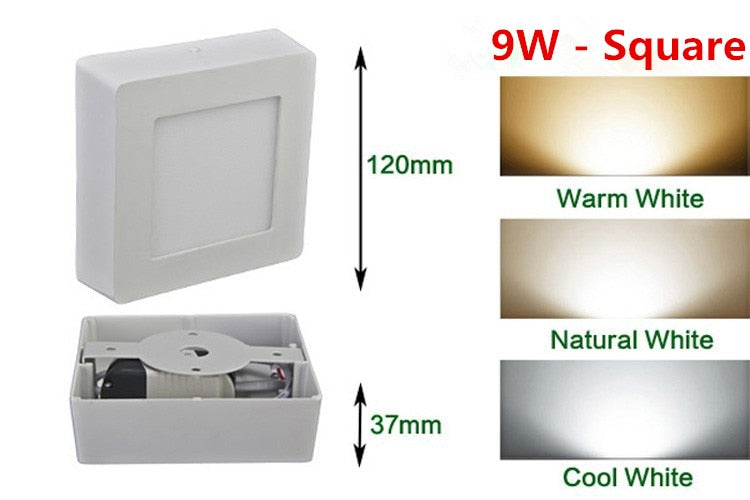 LED Downlights Surface mounted Round/Square panel light 9W 15W 25W 30W Downlight for Kitchen/Foyer/Balcony/Bathroom/Bedroom