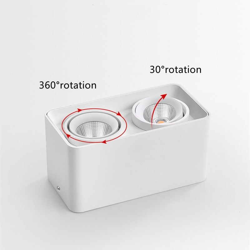 Square Surface Mounted LED COB Downlight White 7W 21W 24W 36W Dimmable 110V 220V Rotatable Ceiling Spotlight For Indoor Lighting