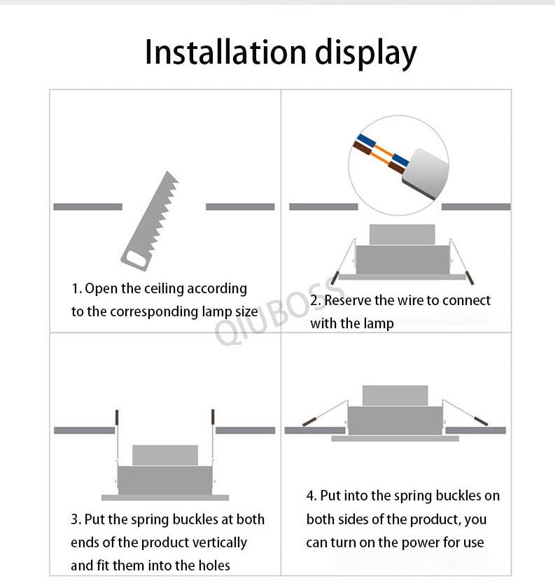 QIUBOSS Recessed LED Downlights 220V for Living Room Ultra-thin LED Wall Lights 7W 15W Ceiling Lamp for the Kitchen Bedroom Hall