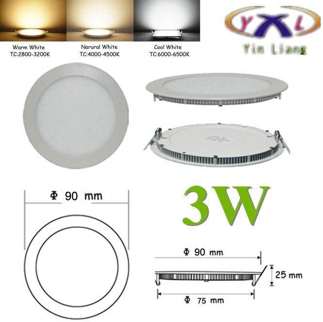 Hot Ultra Thin Design LED Surface Ceiling Recessed Grid Downlight / Round Panel Light Aluminum Shell 3W 4W 6W 12W 15W Warm White