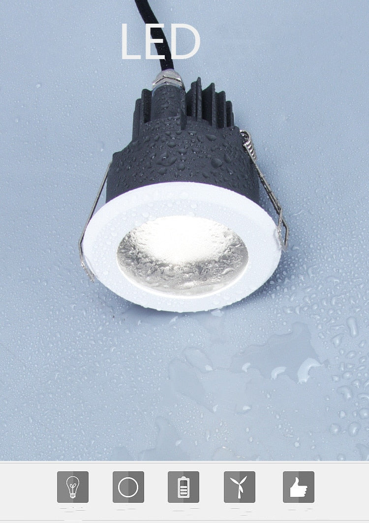 Waterproof LED spotlight 8W 12W embedded bathroom anti-fog downlight IP65 kitchen shower room hotel shower room spotlight
