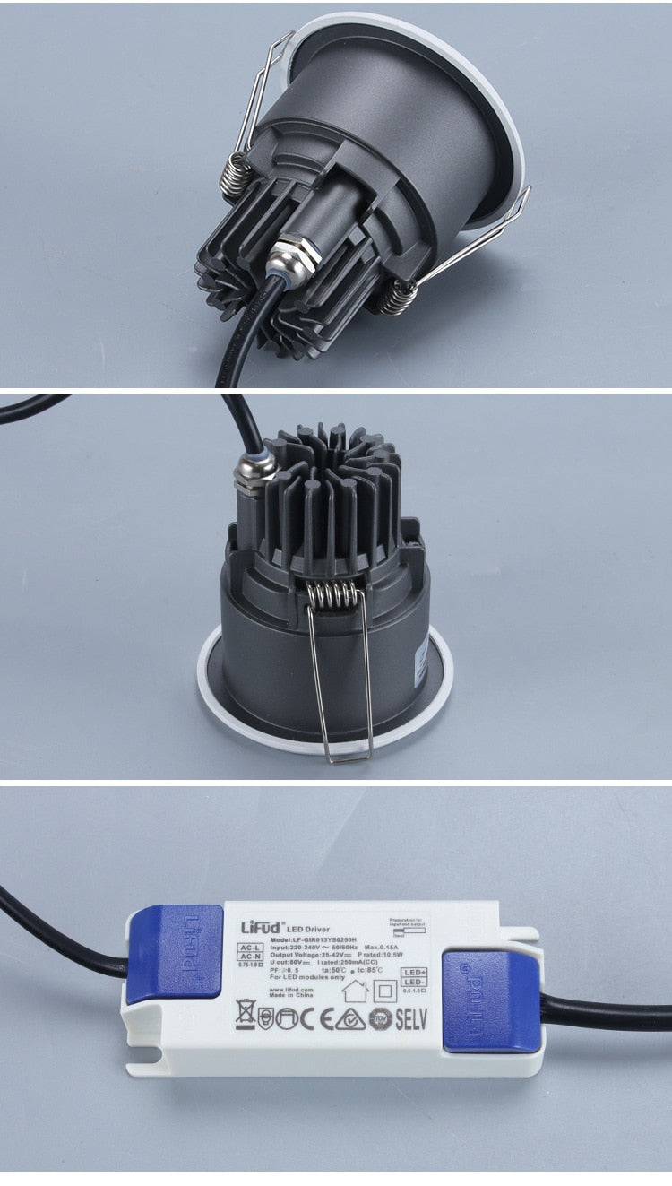 Waterproof LED spotlight 8W 12W embedded bathroom anti-fog downlight IP65 kitchen shower room hotel shower room spotlight