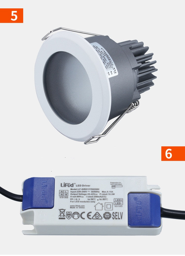 Waterproof LED spotlight 8W 12W embedded bathroom anti-fog downlight IP65 kitchen shower room hotel shower room spotlight