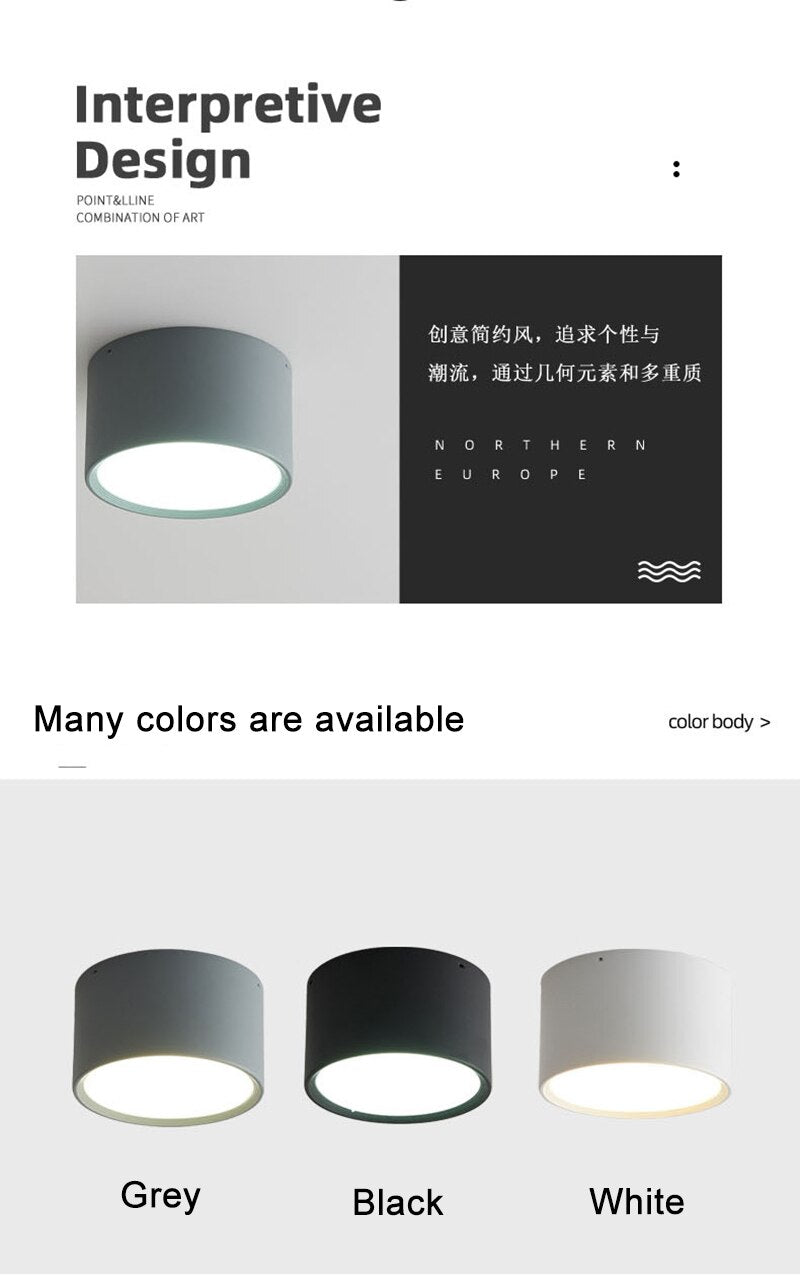 Nordic Surface Mounted Downlight Led Ceiling Light Home Living Room Round Simple Modern Xuanguang Aisle Lighting Corridor Light