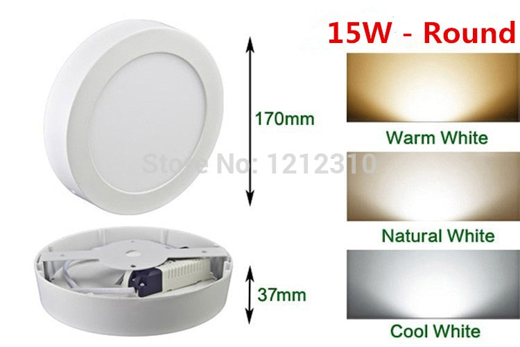 10pcs/lot Dimmable 9W 15W 25W Round / Square Led Panel Light Surface Mounted Led Downlight Led ceiling down lights AC110-240V