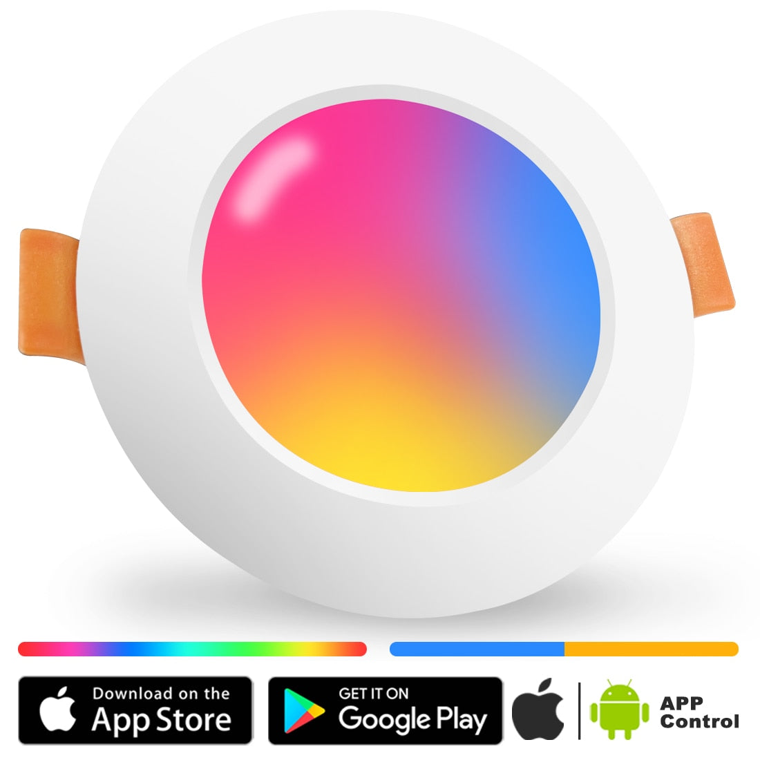 Bluetooth-Compatible Colorful Spot LED Ceiling Lamp Recessed Round Light Smart Home Luminaire RGB Dimmable Downlight 110V 220V