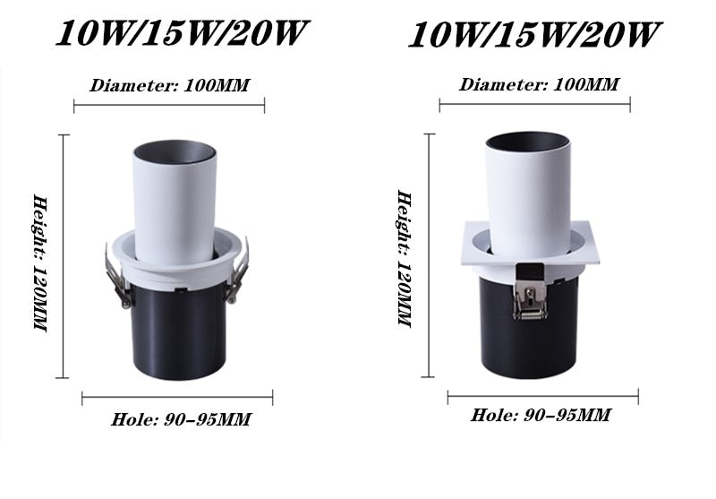 Dimmable Recessed Folding Rotation 360° LED Downlights 10W 15W 20W COB LED Ceiling Spot lights AC85~265V Background Painting Lamp