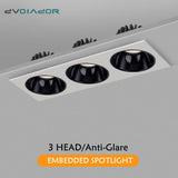 Nordic Led Downlight 3 Head Square Led Light Ceiling Light Replaceable Dimmable Led SpotLamp 21W 36W 45W For Living Room Kitchen