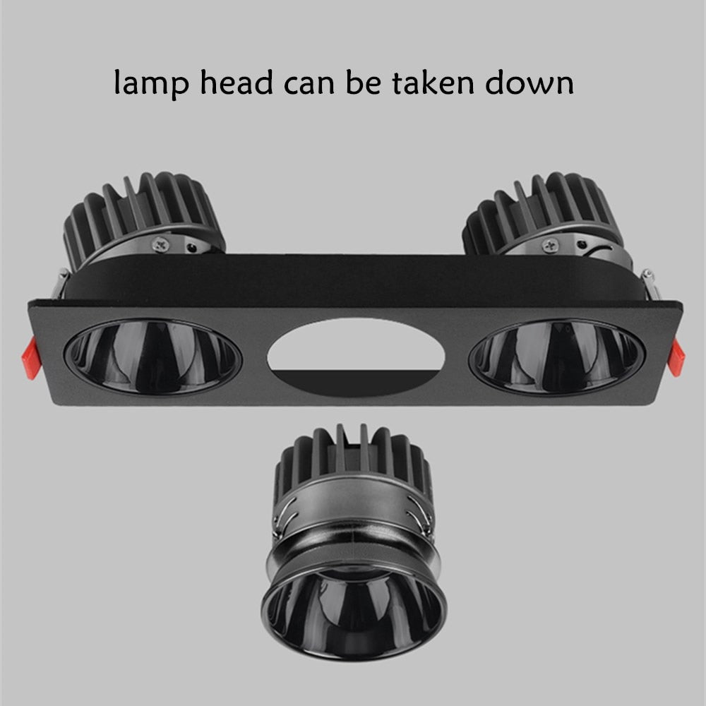 Nordic Led Downlight 3 Head Square Led Light Ceiling Light Replaceable Dimmable Led SpotLamp 21W 36W 45W For Living Room Kitchen