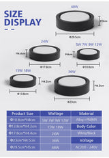 LED Downlight Surface Mounted 15W 18W 12W 7W 9W 5W Round Recessed Lamp 220V 230V for Bedroom Kitchen Indoor Spot Lighting