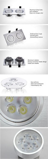 Square double led Ceiling dimmable Epistar 12W/20W/28W  LED ceiling lamp Recessed Spot light AC110V-220V home renovation