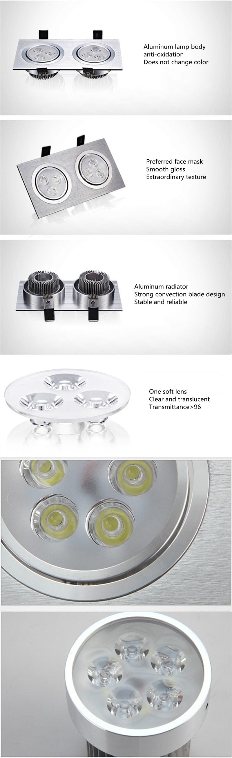 Square double led Ceiling dimmable Epistar 12W/20W/28W  LED ceiling lamp Recessed Spot light AC110V-220V home renovation