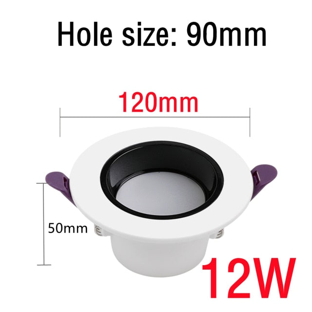 High CRI Deep Anti-glare Led Downlight Narrow Embedded Ultra-thin 9W 12W 18W 24W Led Ceiling Spotlight Aluminum Downlights