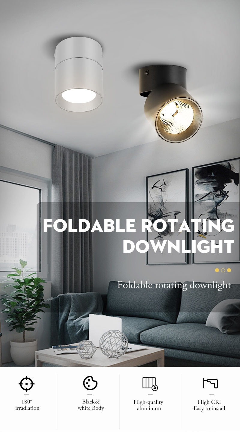 Led Downlight 220V Ceiling Spot Light Foldable Spotlight 5W 10W 15W Spot Led Down Lamp Home Room Kitchen Store Indoor Lighting