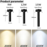 Dimmable LED ceiling spotlight 9W 12W 15W embedded ceiling lamp 110V 220V indoor lighting kitchen home improvement store lighting