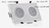 Square double led Ceiling dimmable Epistar 12W/20W/28W LED ceiling lamp Recessed Spot light AC110V-220V