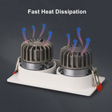 2021 Anti Glare Frame Changeable Recessed Downlight 14W 24W 30W 40W Angle Adjust Ceiling Spot Lamp for Hotel TV Background Aisle