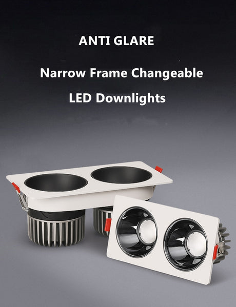 2021 Anti Glare Frame Changeable Recessed Downlight 14W 24W 30W 40W Angle Adjust Ceiling Spot Lamp for Hotel TV Background Aisle