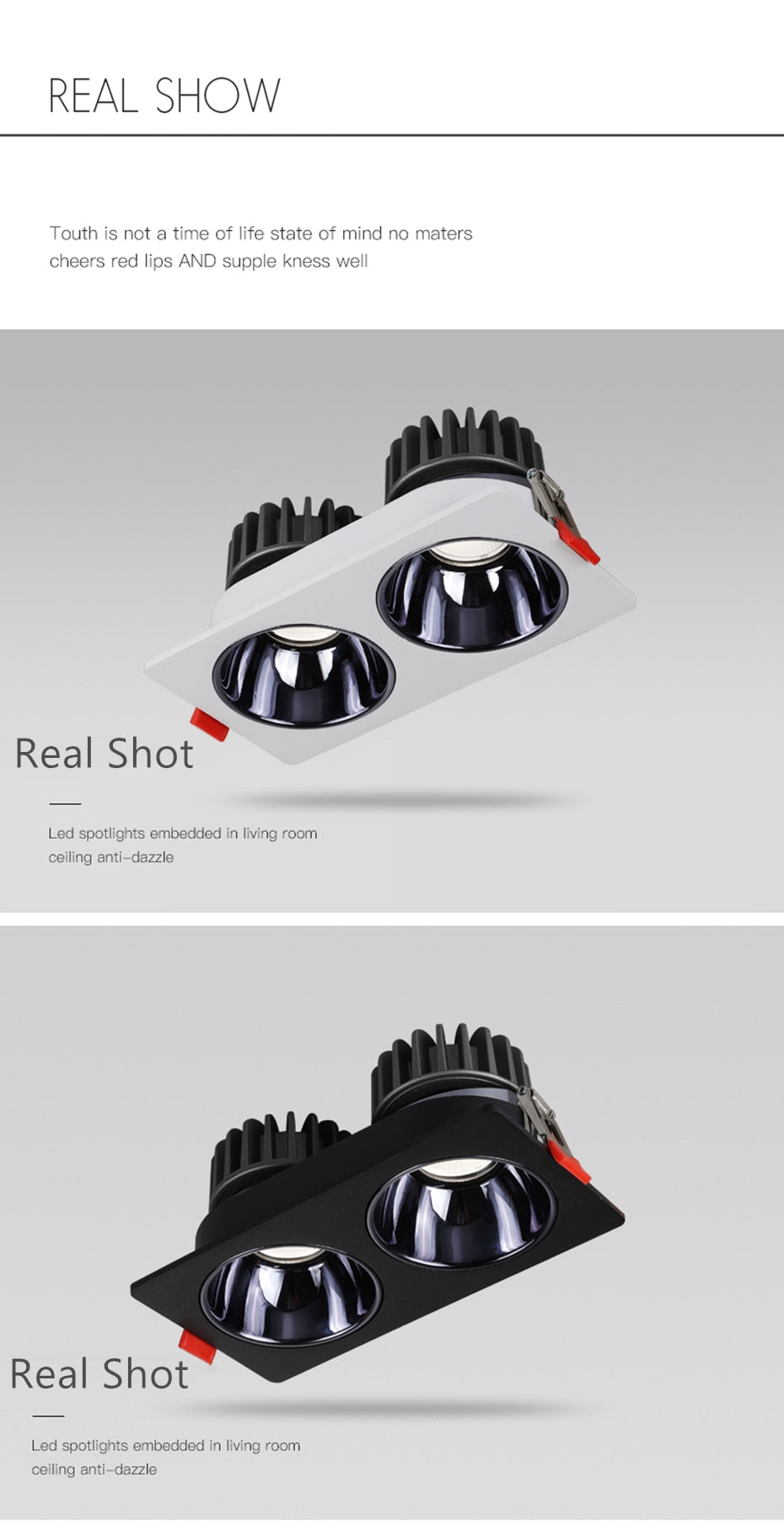 2021 Anti Glare Frame Changeable Recessed Downlight 14W 24W 30W 40W Angle Adjust Ceiling Spot Lamp for Hotel TV Background Aisle