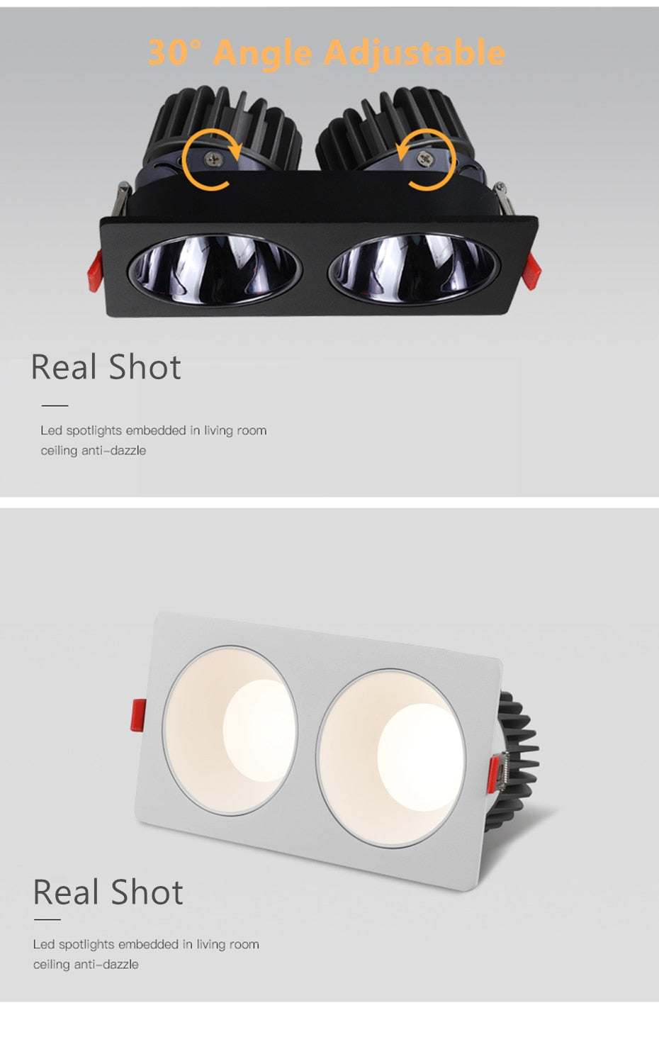 2021 Anti Glare Frame Changeable Recessed Downlight 14W 24W 30W 40W Angle Adjust Ceiling Spot Lamp for Hotel TV Background Aisle