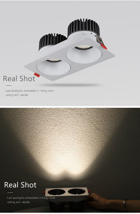 2021 Anti Glare Frame Changeable Recessed Downlight 14W 24W 30W 40W Angle Adjust Ceiling Spot Lamp for Hotel TV Background Aisle