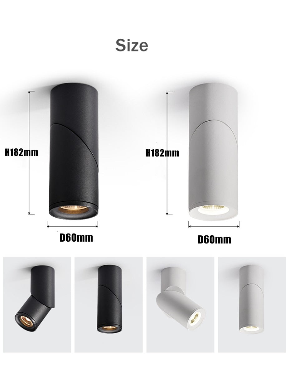 Surface Mounted Ceiling Downlight lamp Adjustable 360 degrees for ceiling led lights 7W 12W cob led spot lights Ceiling Fixtures