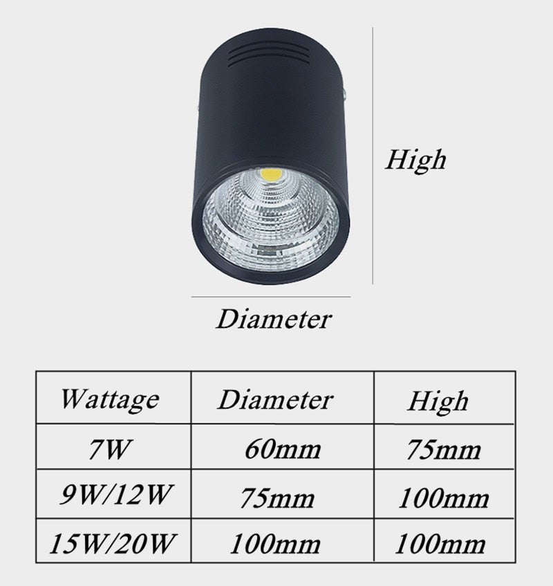 Dimmable COB LED Downlights 7W 9W 12W 15W LED Ceiling Spot Lights AC85-265V Warm Cold White LED Ceiling Lamps Indoor Lighting