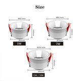 Anti Glare COB LED Downlight Spot Light Led 220V 110V Ceiling Recessed Lamp 18w 15w Down Light For Bedroom Kitchen Indoor Lights