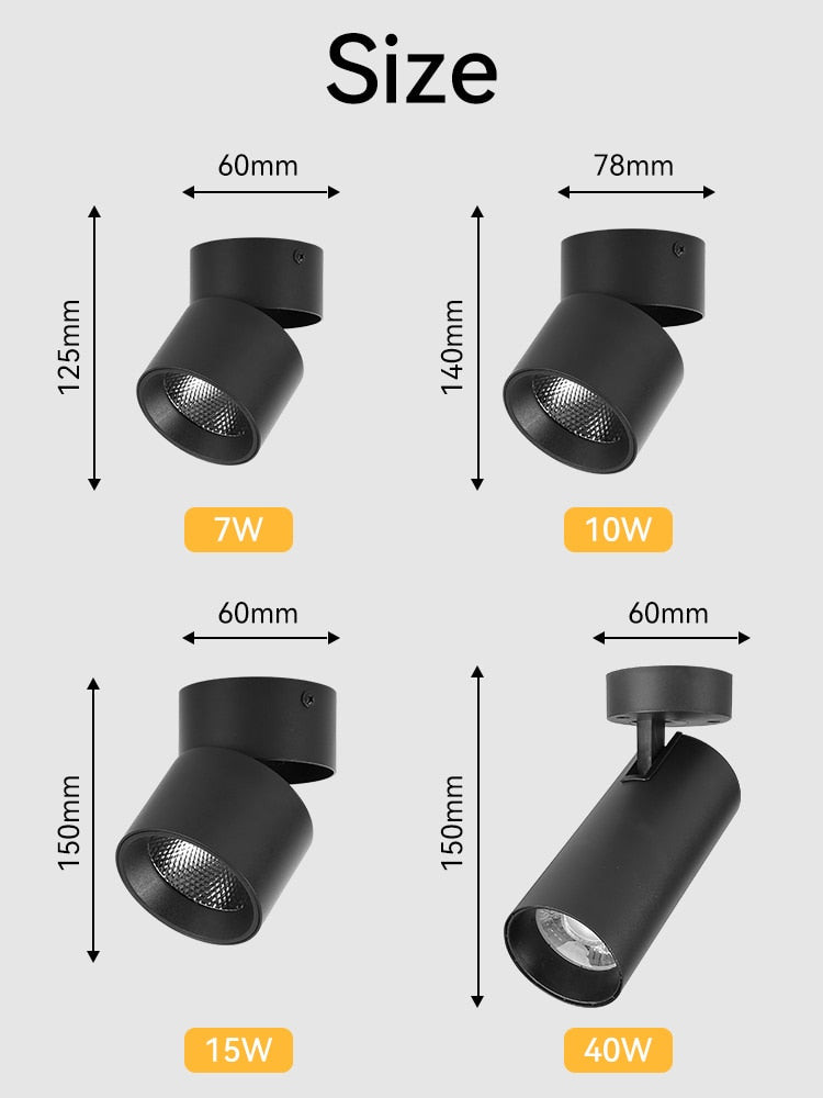 Led Down Light Foldable Spot LED Downlights  Spotlight  Lights 220V Ceiling 10/15/25W Surface Mounted Lamp Kitchen Indoor Lighti