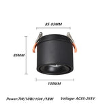 Dimmable 360 Degree Rotating LED COB Spot Light Ceiling lamp AC85-265V 7W 10W 15W 18W AC85V-285V Recessed Foldable LED Downlight