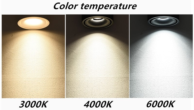 Dimmable 360 Degree Rotating LED COB Spot Light Ceiling lamp AC85-265V 7W 10W 15W 18W AC85V-285V Recessed Foldable LED Downlight