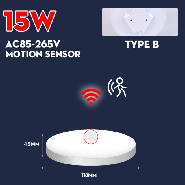 Motion Sensor Led Ceiling Light Fixtures Surface Mounted Ceiling Lamp 12W 18W 30W 50W Panel Night Light 220V For Home Bedroom