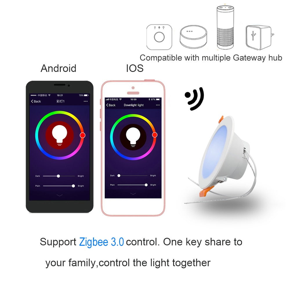 Zigbee 3.0 Smart Downlight 4inch Dimmable Ceiling Light 10W Compatible Alexa Echo Plus Google Home SmartThings Mqtt Tuya