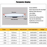 QIUBOSS LED Panel Lights 220V Led Recessed Downlight Ultra-thin Ceiling Lamps 5W 8W 30W Lighting Light 6000K for Bedroom Kitchen
