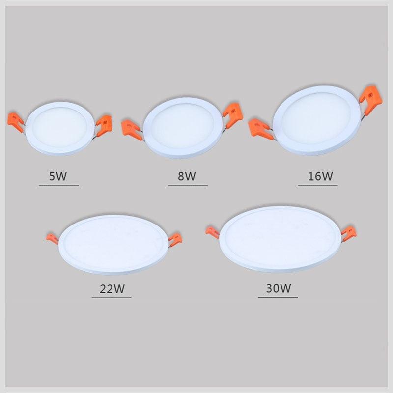 QIUBOSS LED Panel Lights 220V Led Recessed Downlight Ultra-thin Ceiling Lamps 5W 8W 30W Lighting Light 6000K for Bedroom Kitchen